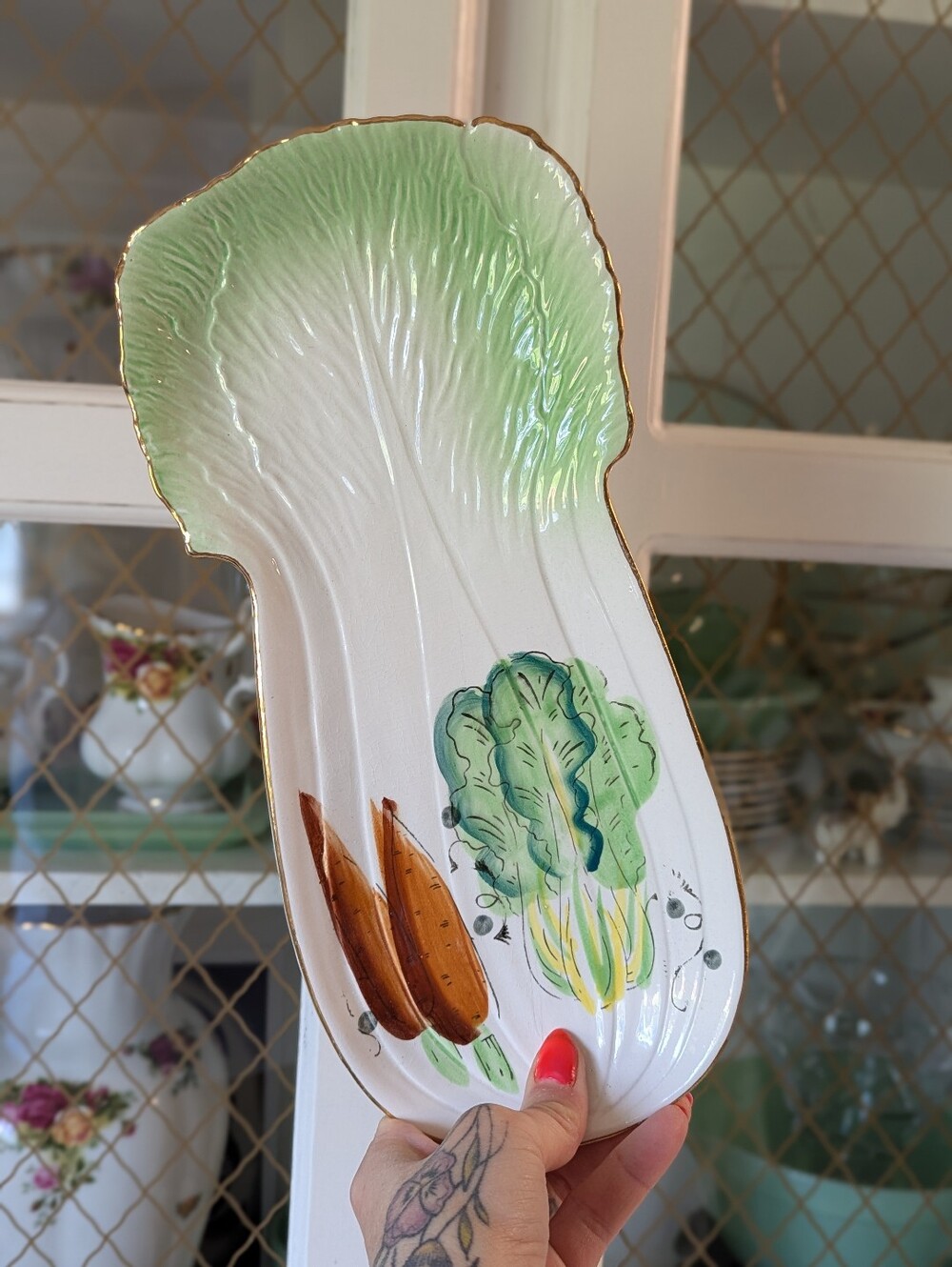 VTG Celery Carrot Cottagecore Serving  Platter MC Kitchen Decor Spoon Rest